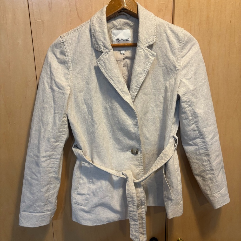 Madewell Cotton-Linen Belted Blazer XS - Picture 5 of 6